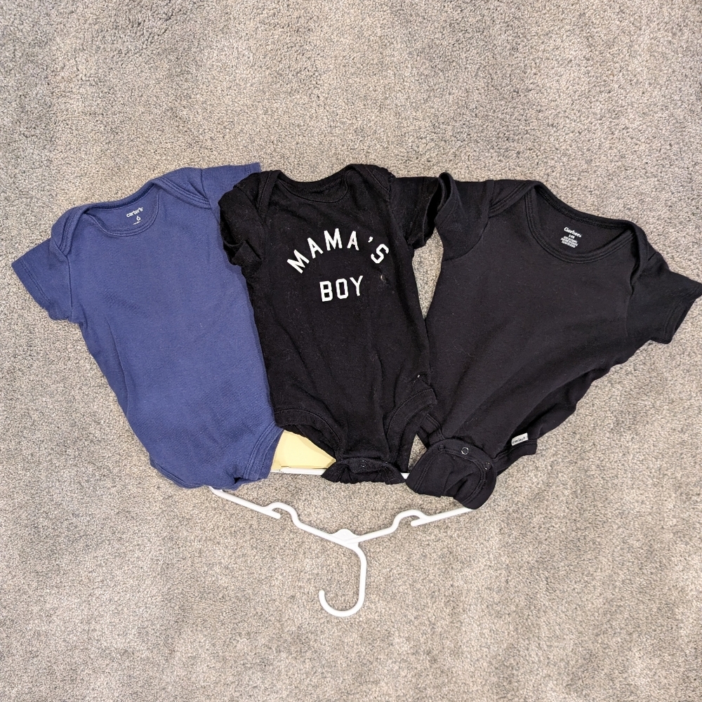 The Children's Place Navy and Black Baby Bodysuit Trio